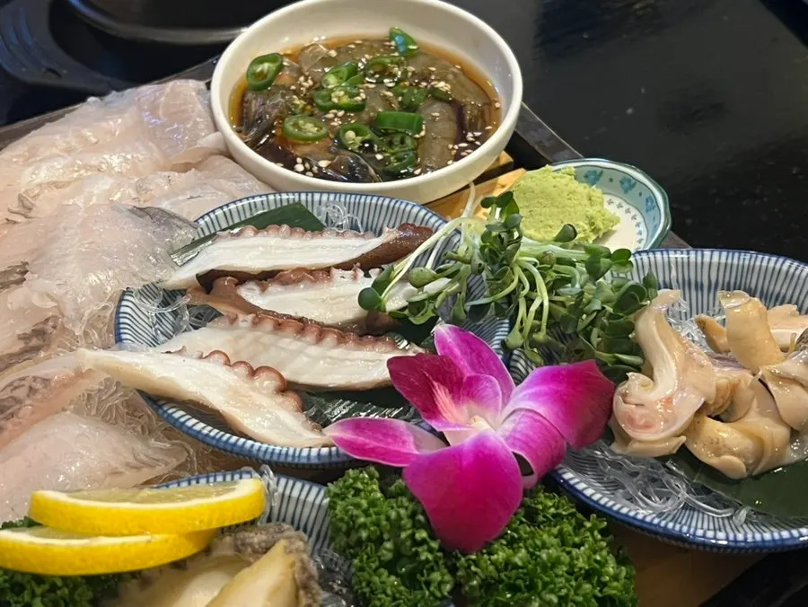 Soy-marinated shrimp side dish
