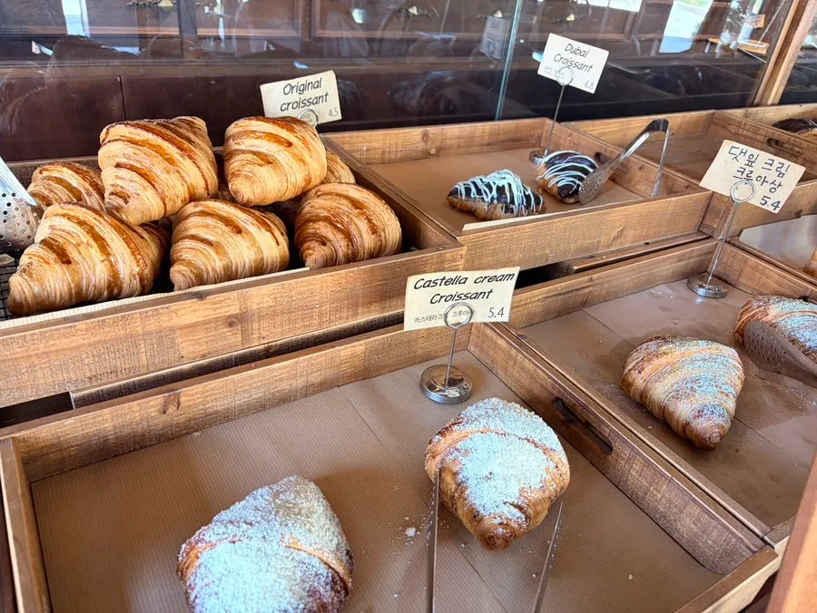 Dubai croissant and castella cream croissant on display