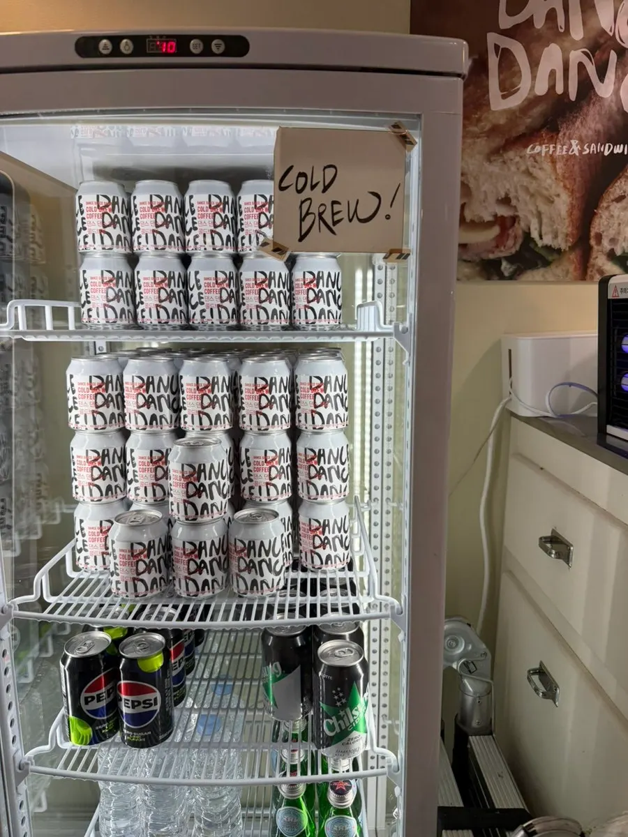 Dance Dance Dance cold brew displayed in the fridge