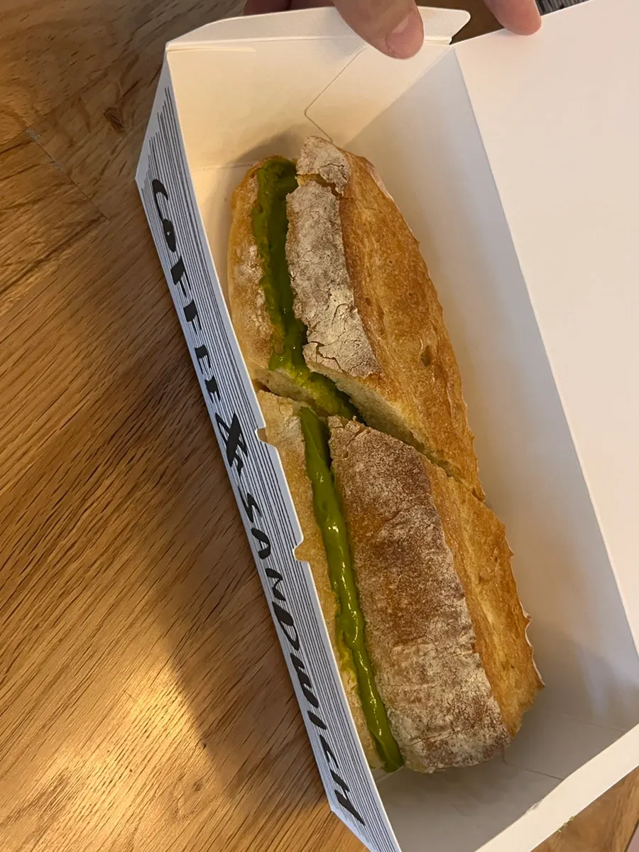 Matcha tofu cream cheese baguette