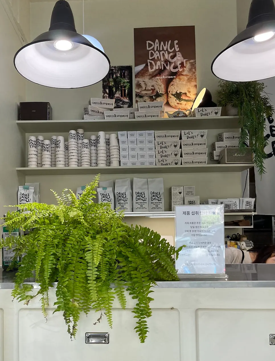 Compact interior of the takeout-only shop