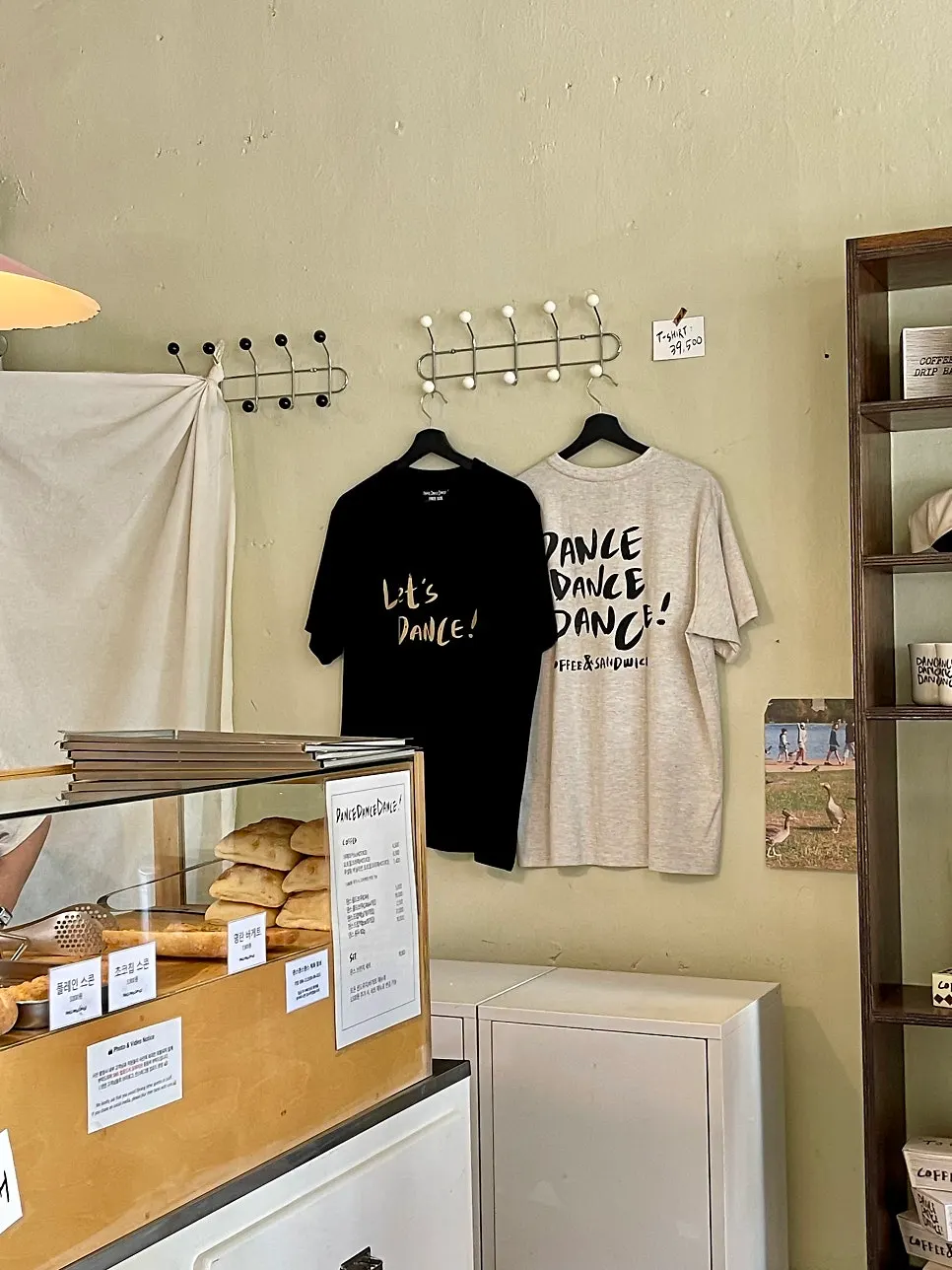 Small display of goods on one wall of the shop