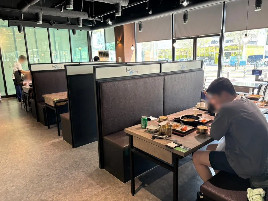 Restaurant interior with a variety of seating
