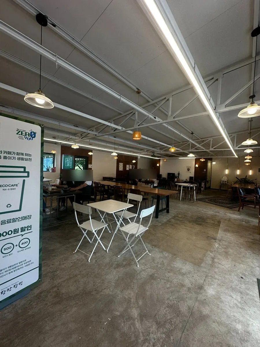 Seating inside the converted warehouse café