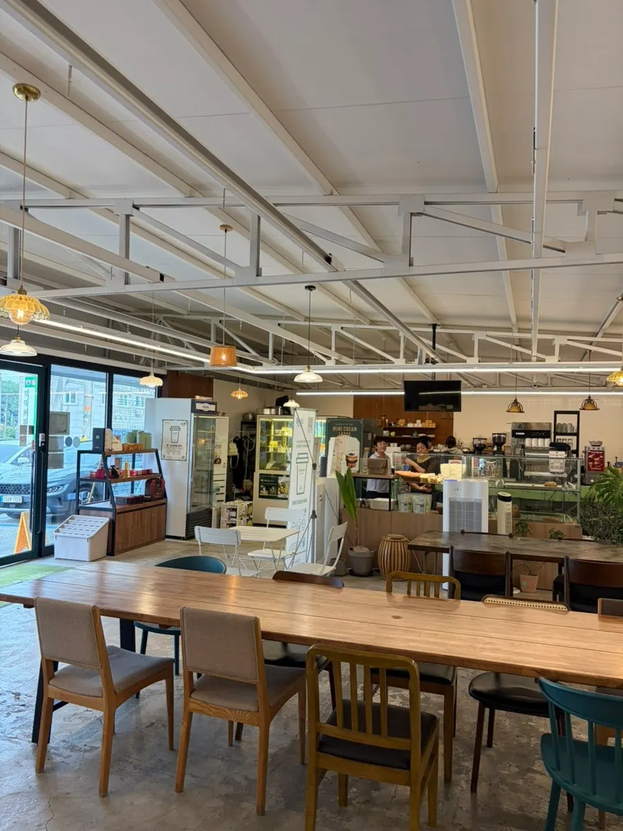 View toward the inside of the café from a window seat
