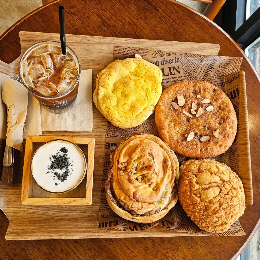 A full spread of ordered drinks and desserts
