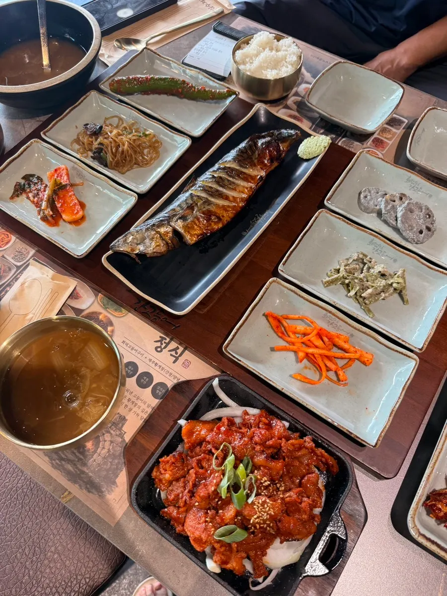 Ordered mackerel, spicy pork, and braised fish dishes