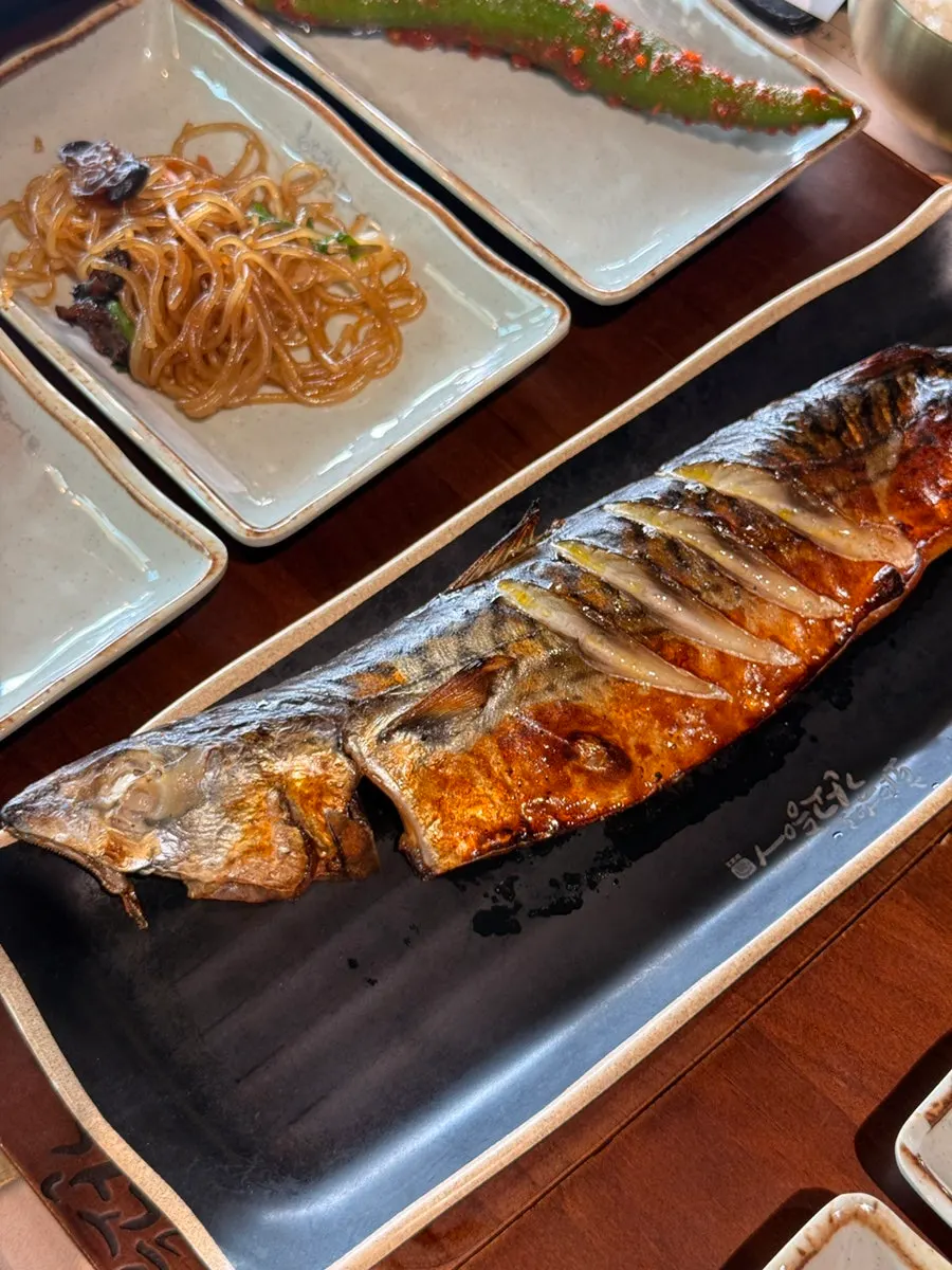 Rich, oily grilled mackerel