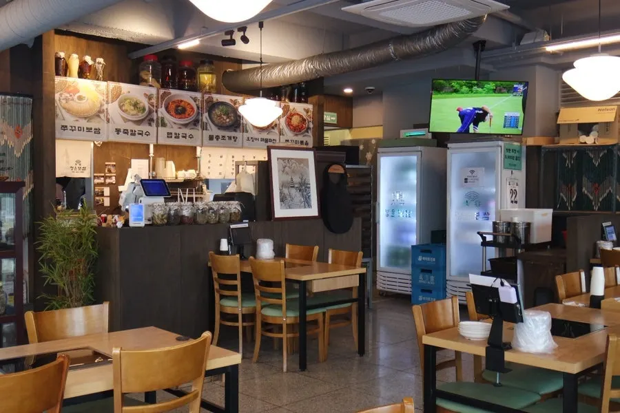 Patio seating in front of Cheongun Bossam Dangsan Branch