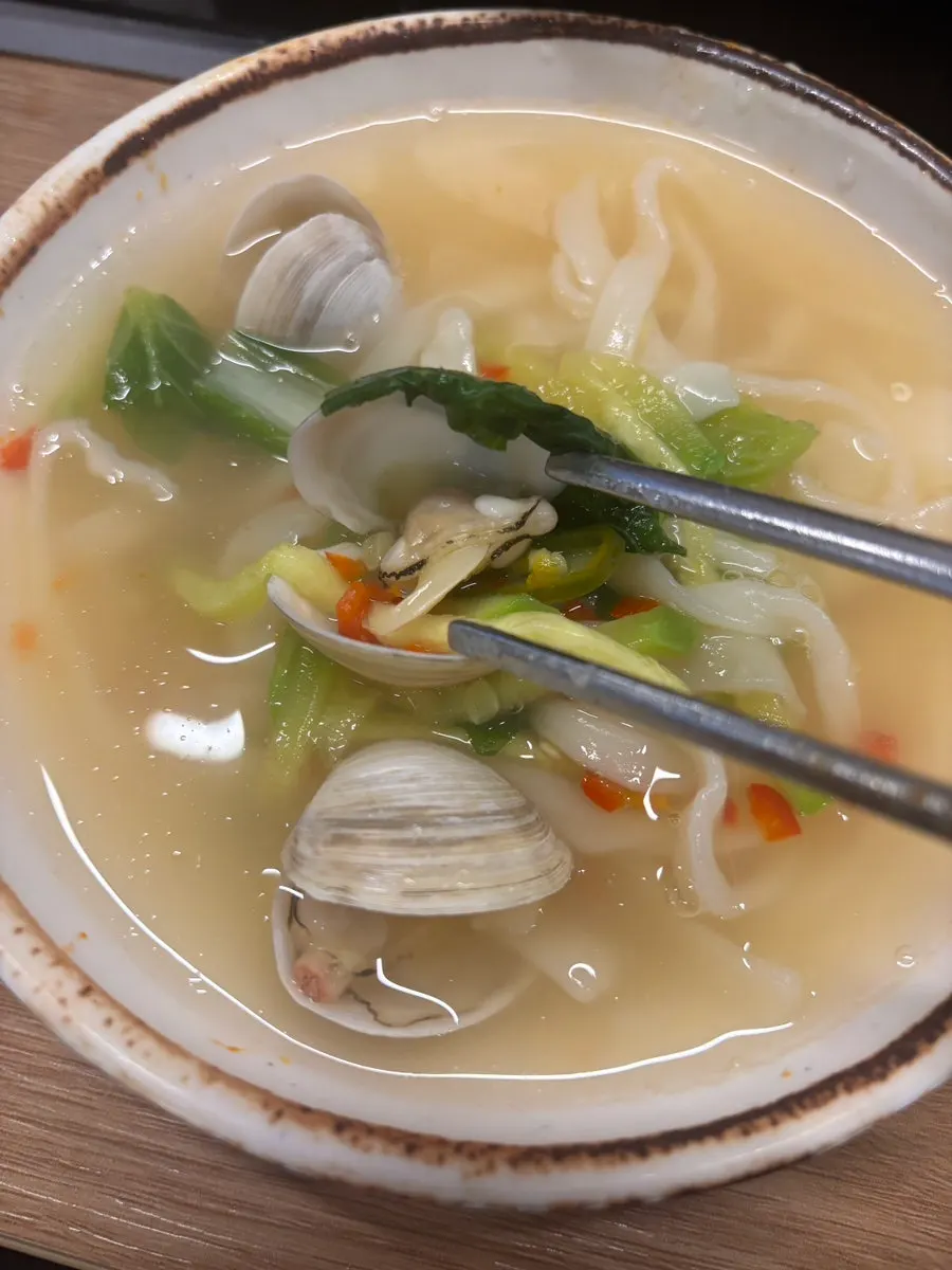 Spicy kalguksu with cheongyang chili peppers