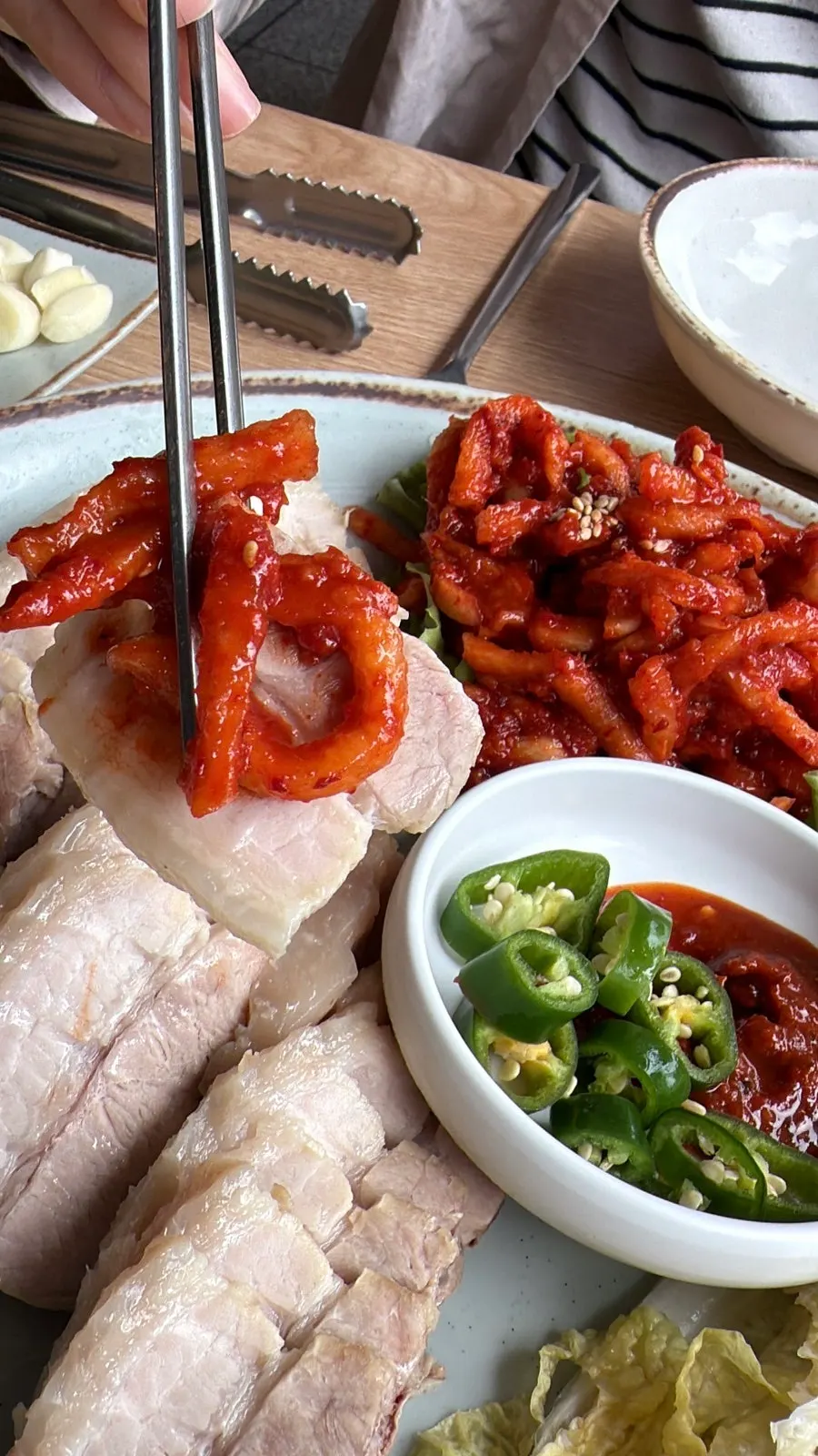 Cross-section of well-cooked bossam pork