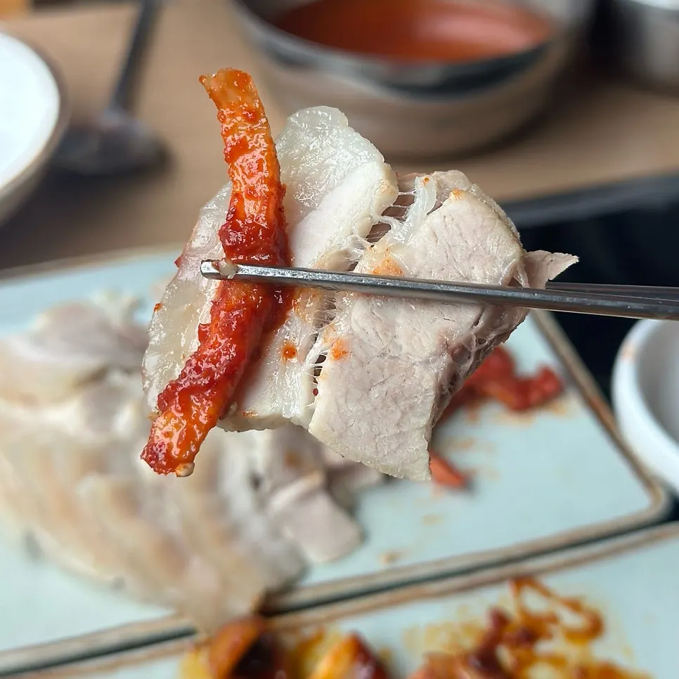 Bossam wrapped with kimchi