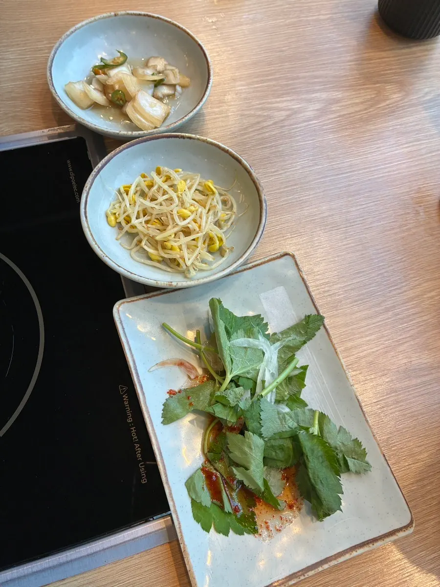 Side dishes served with the pork belly bossam set