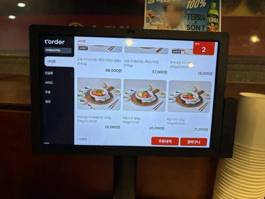 Chodaechang menu board listing teuk-yang, galbisal, gopchang, daechang, and makchang