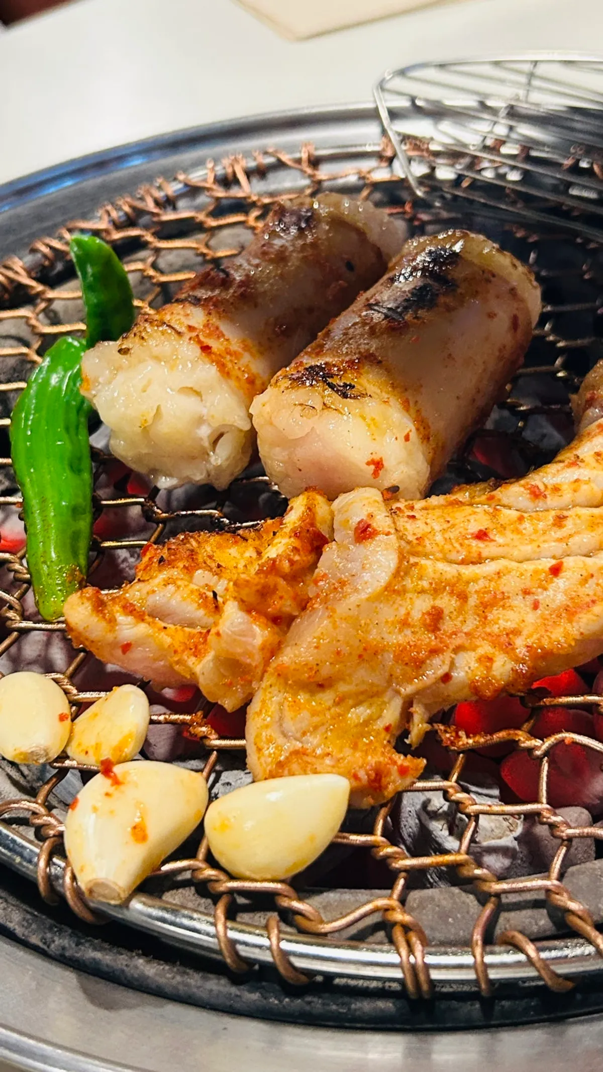 Grilled daechang table setting at Chodaechang Dangsan Station