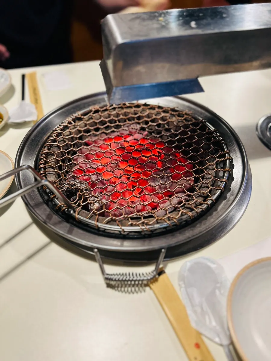 Grill fired up and ready at the table