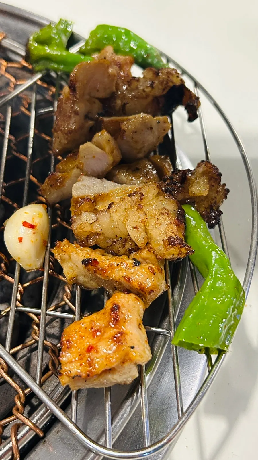 A piece of daechang grilled to golden brown