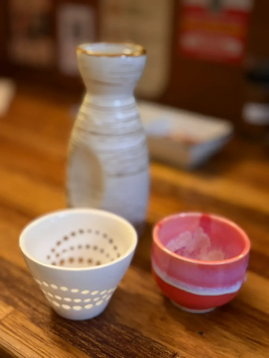 Matsu no Kotobuki sake in a tokkuri flask
