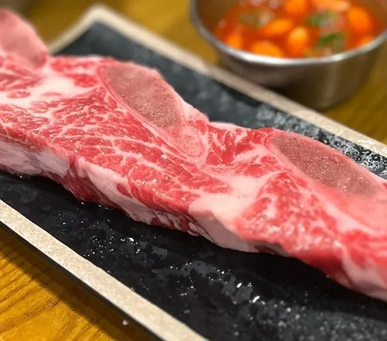 Close-up of the nunkkot galbi marbling