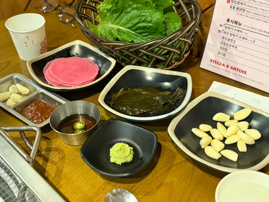Table set with basic side dishes