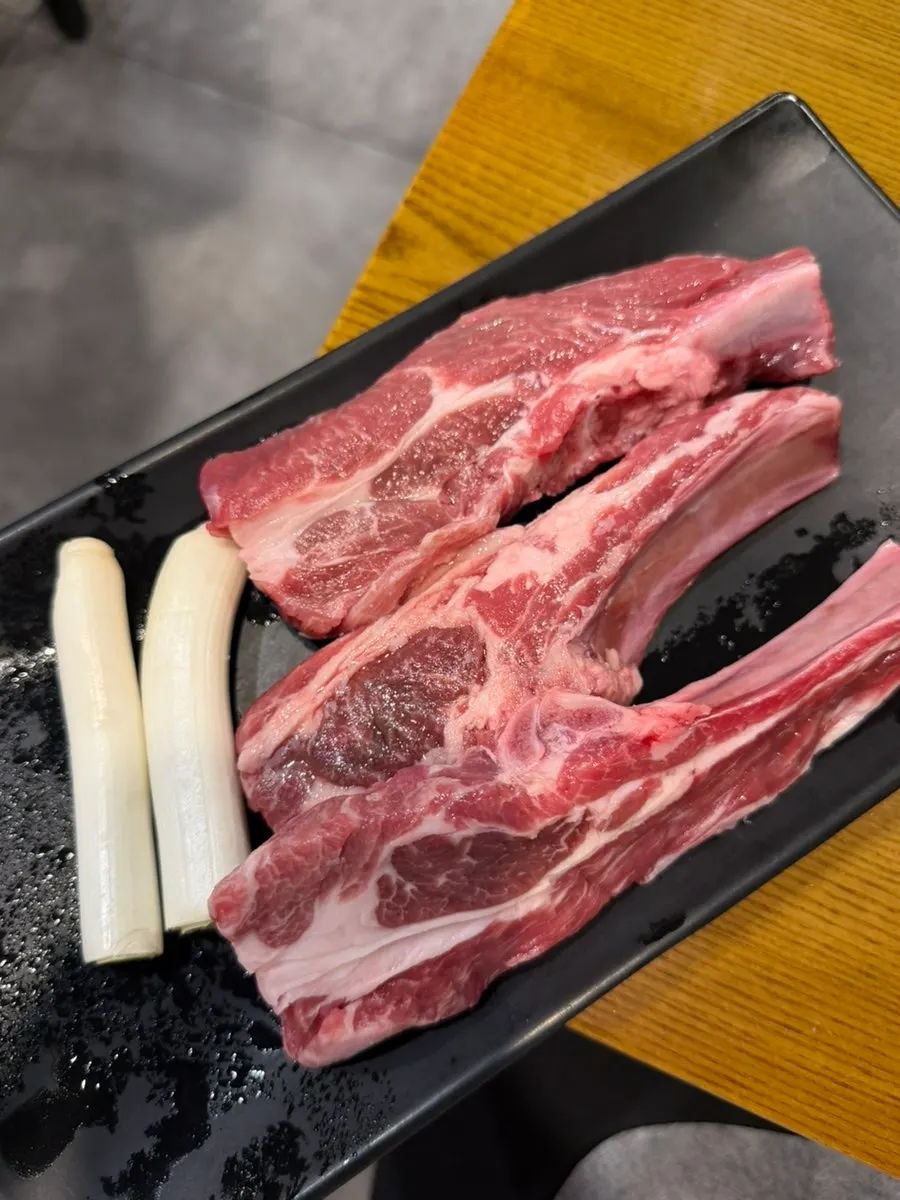 Lamb ribs on the grill