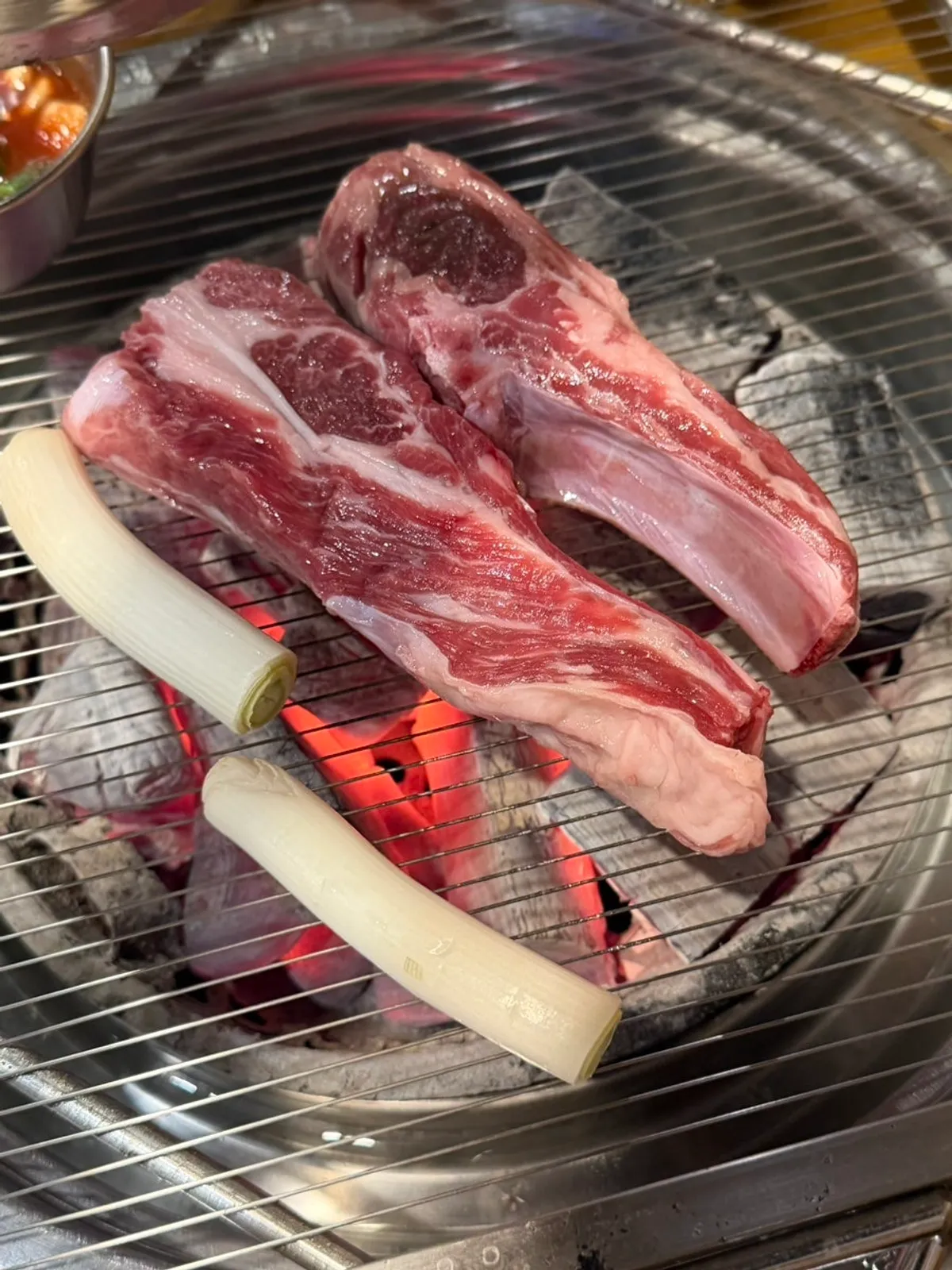 Cross-section of a well-cooked lamb rib