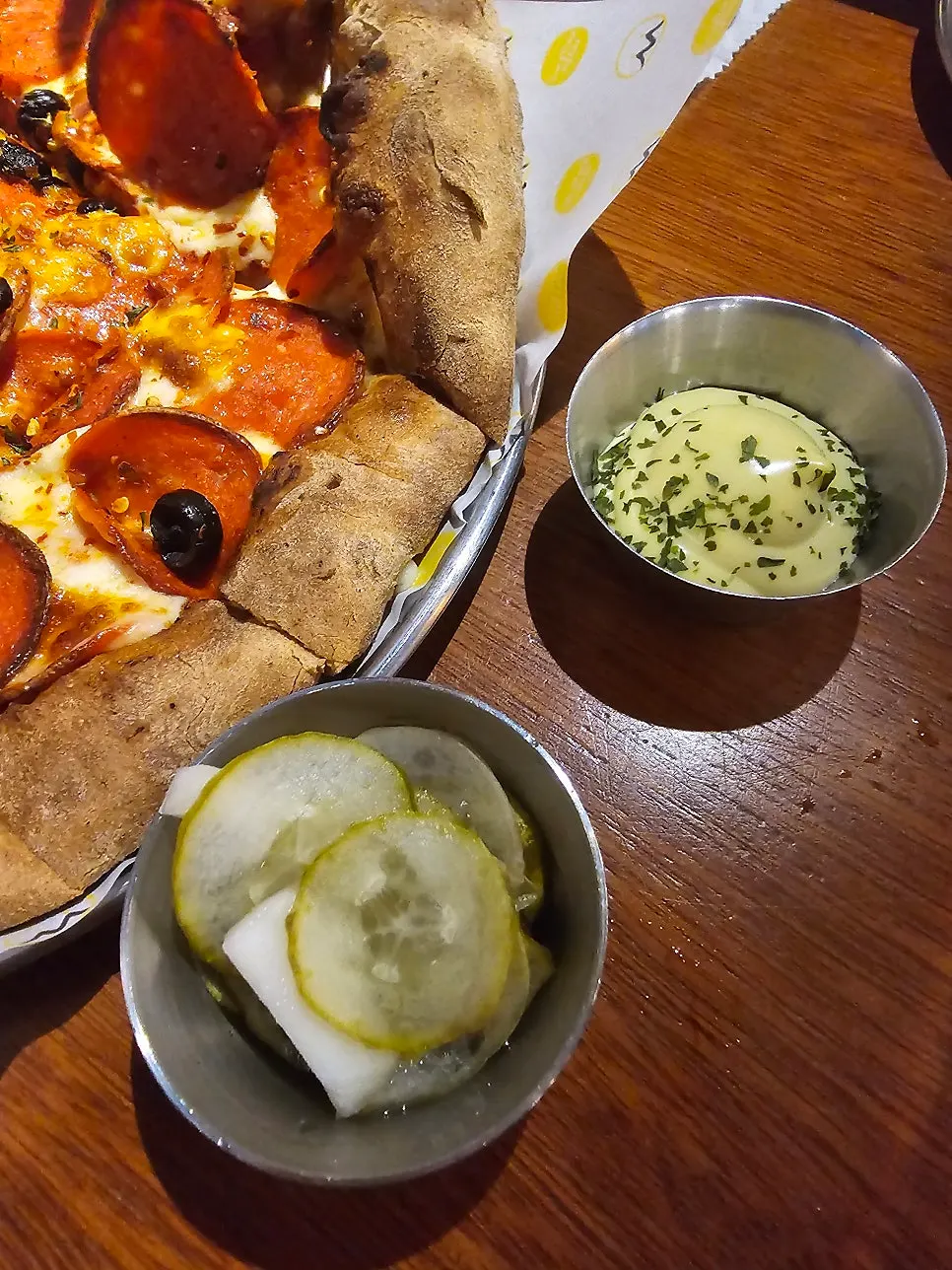 Pizza sprinkled with cheese powder