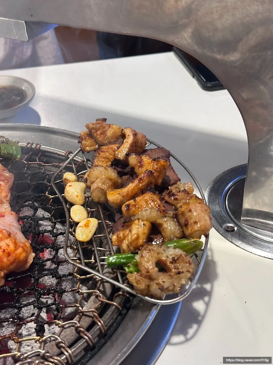 Juicy grilled beef offal