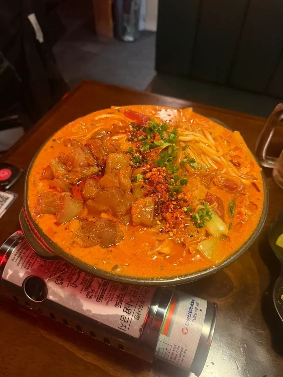 Rosé tudoufen with alseuji and tudoufen noodles