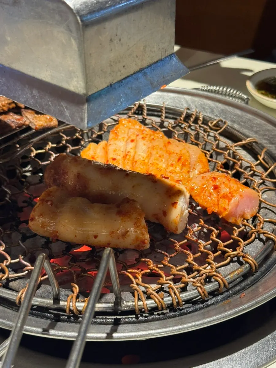 Seasoned beef heart grilled over charcoal