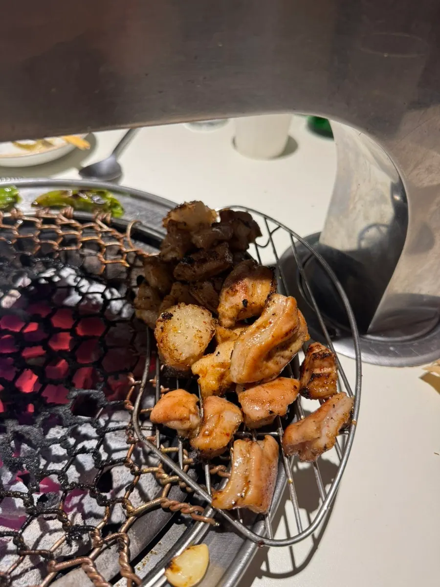 Thick makchang cooking on the grill