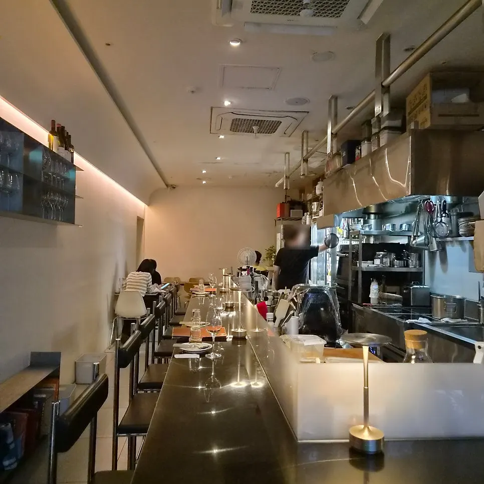 The long bar table seating at Danjeong