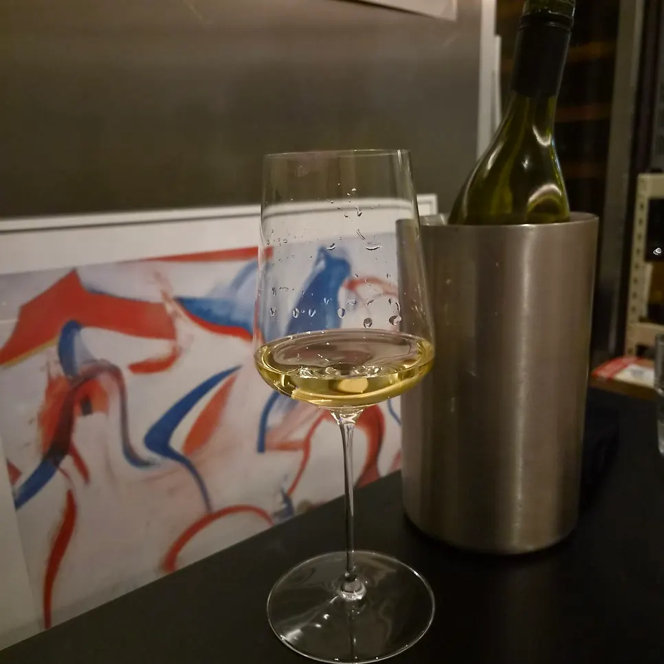 Evening table setting at Danjeong with wine glasses