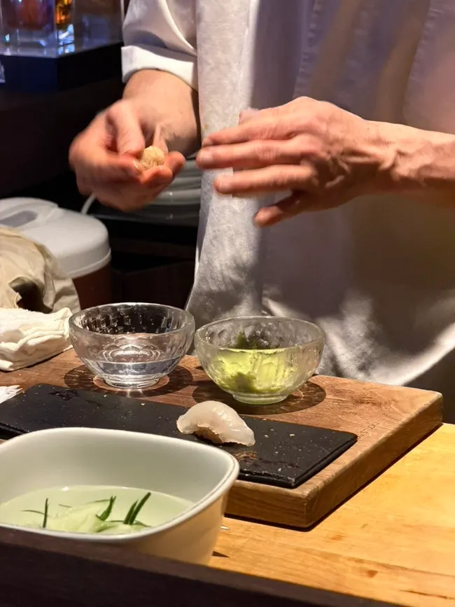 Empty plate swapped in ahead of the sushi course