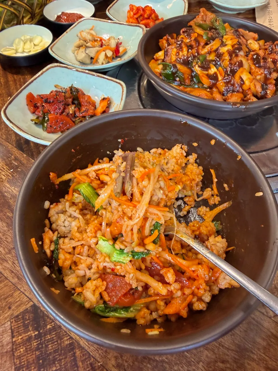 A spoonful of mixed barley rice