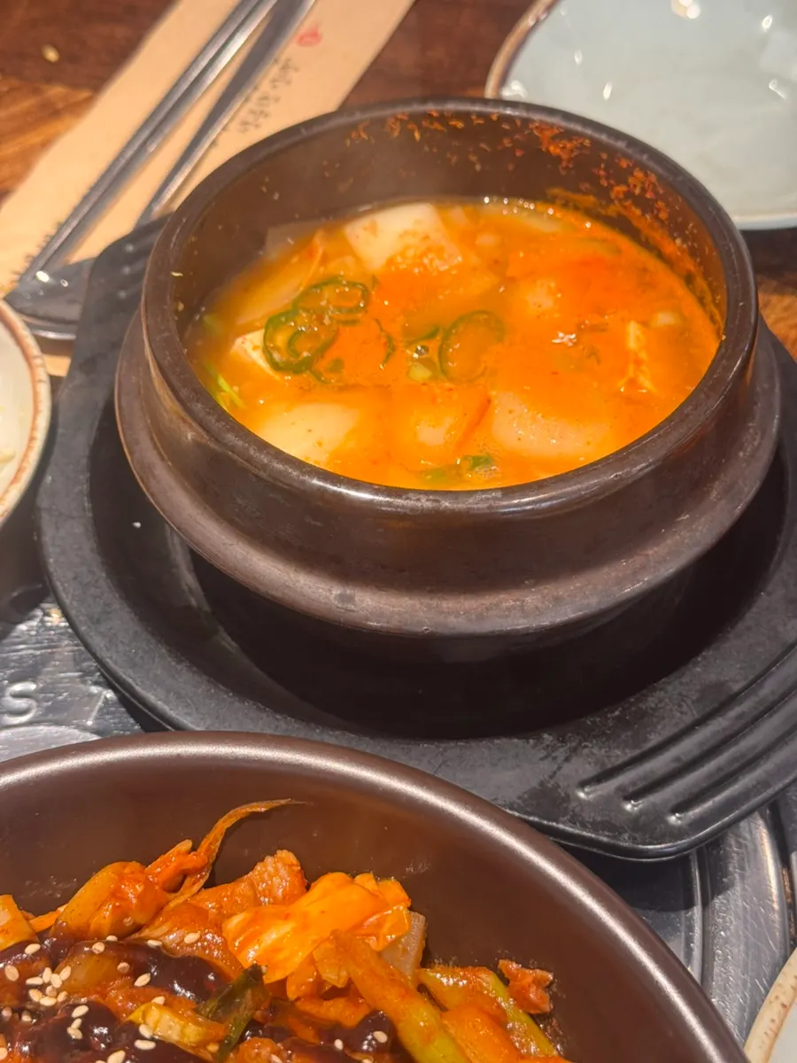Stone pot doenjang stew with crab and tofu