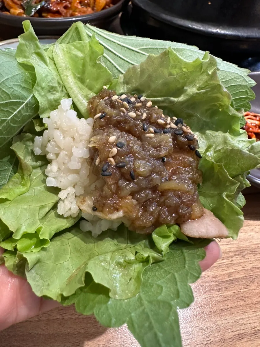 A plate of black garlic boiled pork