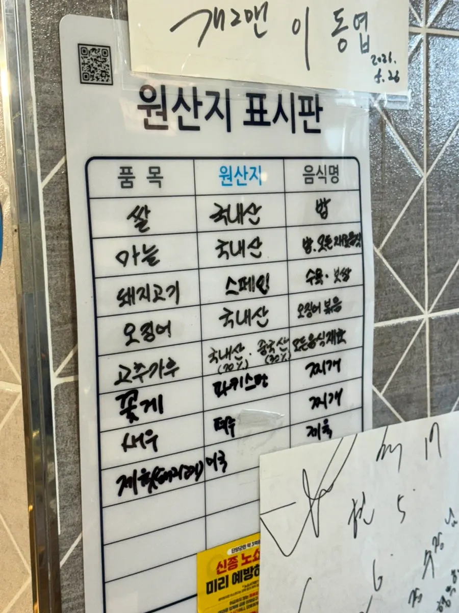 가게 내부 안내 게시물