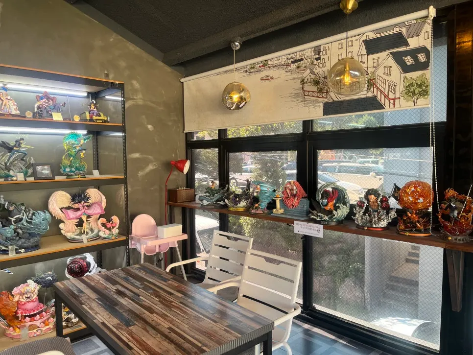 Café interior with cute decorative props