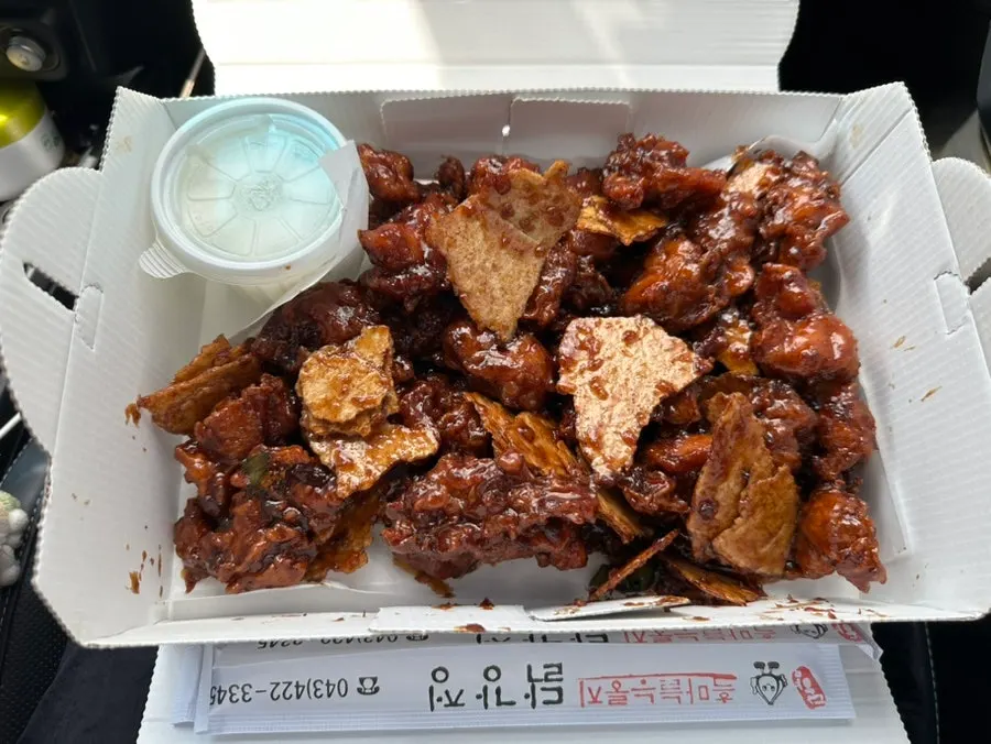 Box of dakgangjeong from a Danyang trip