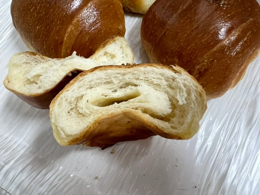 Original salt bread held in hand