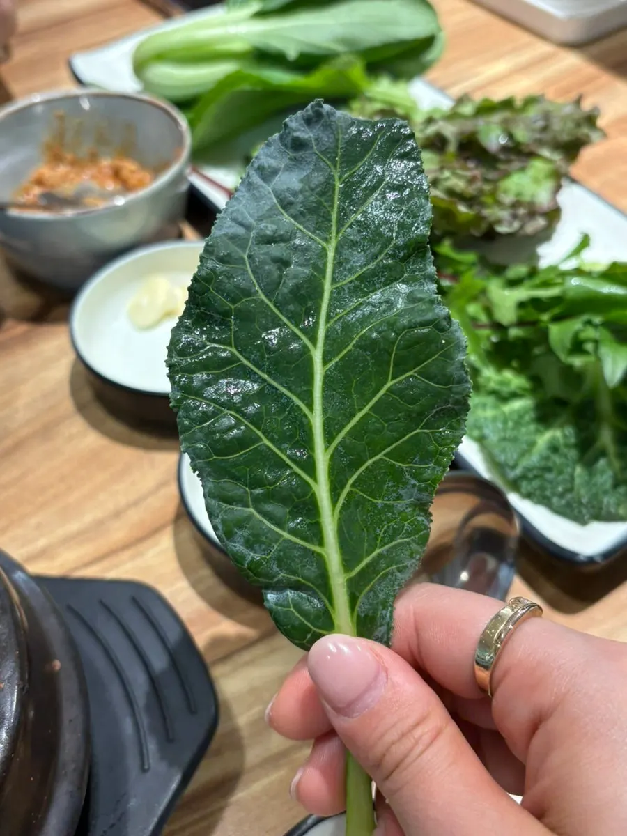 Wrap greens with thick soybean paste