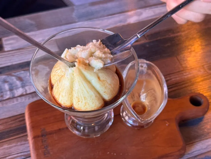 Melon ice cream mingling with the coffee shot