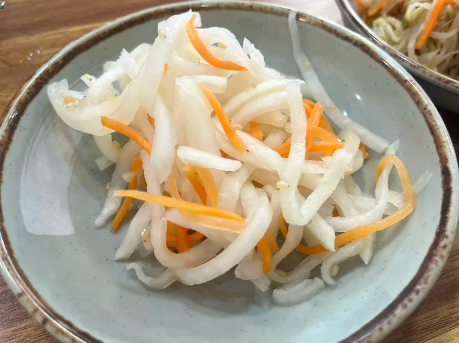 Close-up of lightly seasoned namul side dish