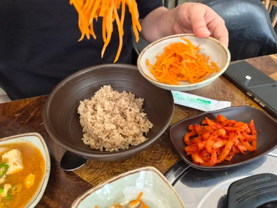 Close-up of a namul side dish plate