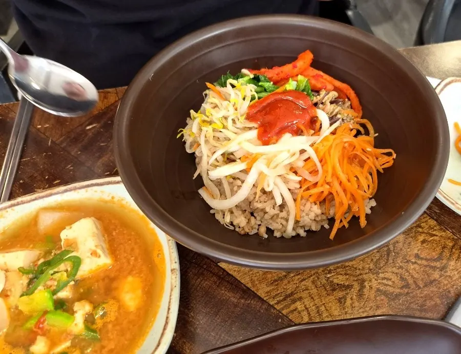 Barley bibimbap mixed with namul