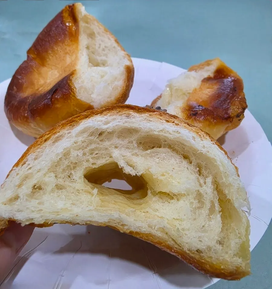 A cross-section of the original salt bread showing the butter core