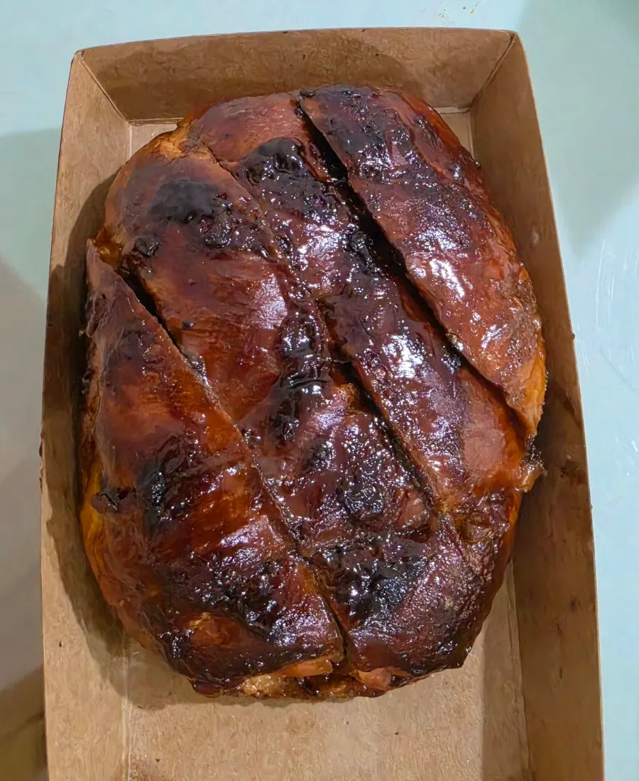 Black garlic sauce soaked into the inside of the bread
