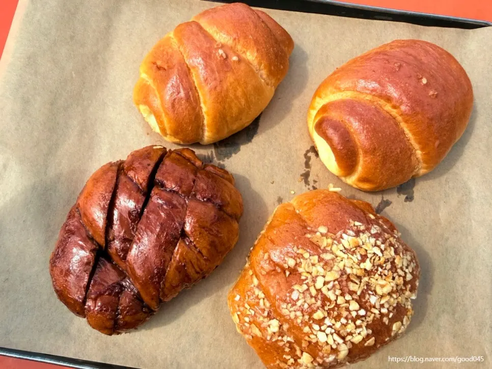 Close-up of salt bread topped with black garlic