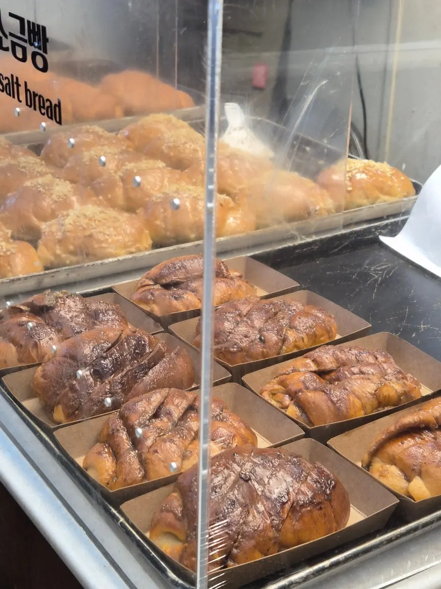 Tray of freshly baked salt bread